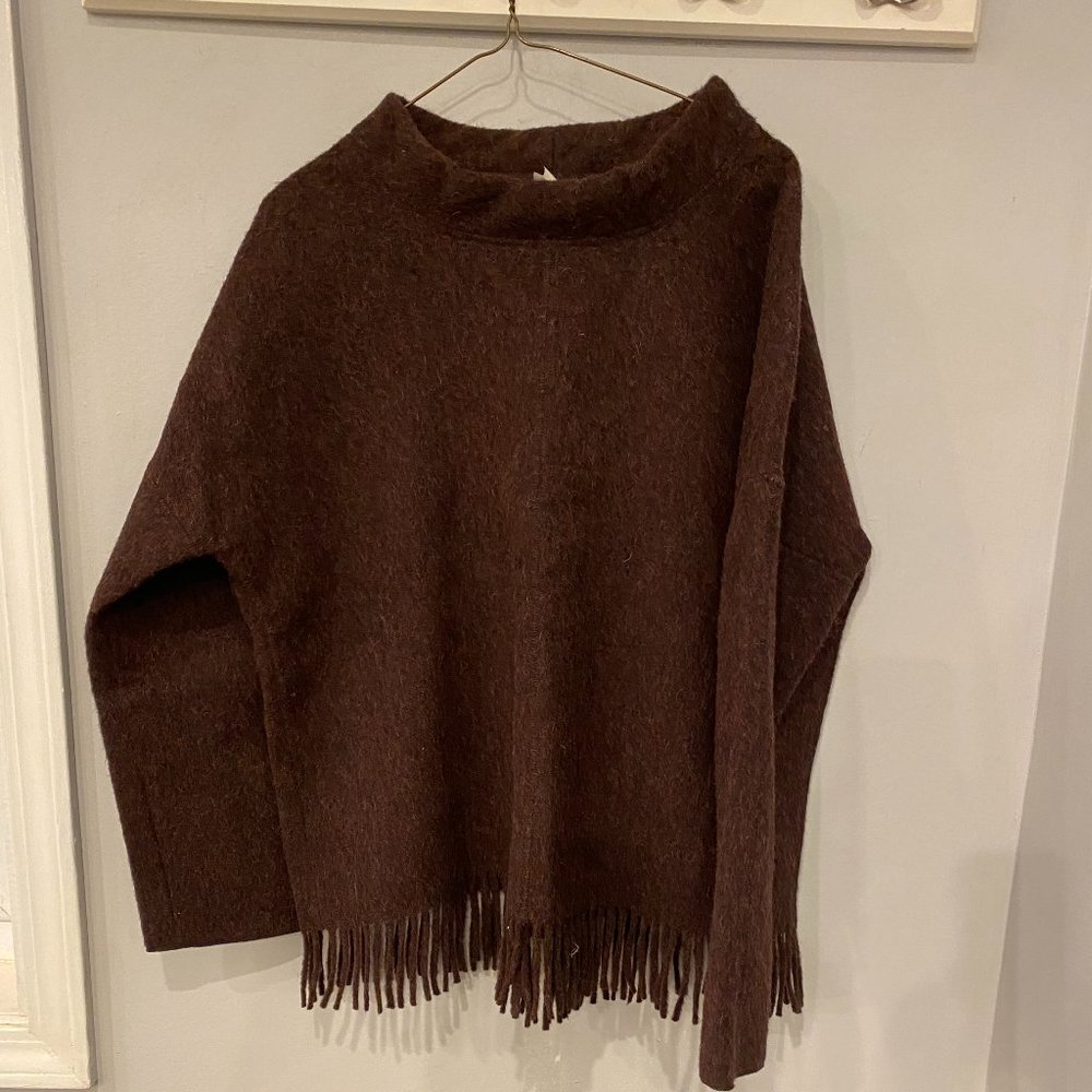J. Crew Alpaca Wool Oversized Fringe Boatneck felted Sweater